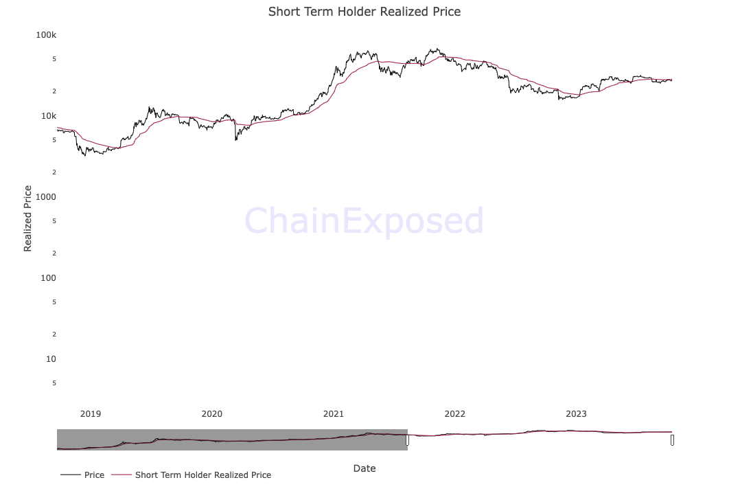 Bitcoin short-term holder realized price (STHRP) chart (screenshot). Source: ChainExposed
