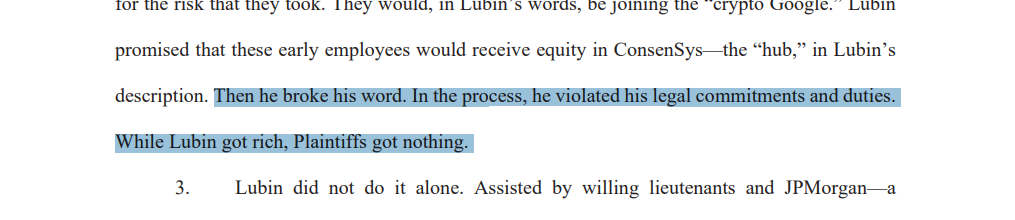 Excerpt from the lawsuit brought by former Consensys employees. Source: New York Supreme Court