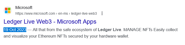 The fake “Ledger Live Web3” app on Microsoft Apps. Source: Microsoft