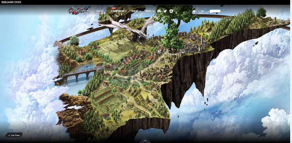 Symbiogenesis game world, as shown on its homepage. Source: Square Enix
