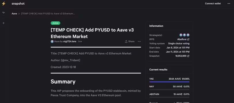 Resounding Support: AAVE Token Holders Overwhelmingly Back PYUSD Integration in Aave's Decentralized Finance Ecosystem